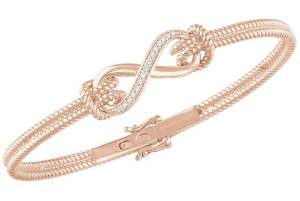 14k Rose Gold Polished 0.13 Dwt Diamond Cuff Stackable Bangle 7.5 Inch Bracelet
