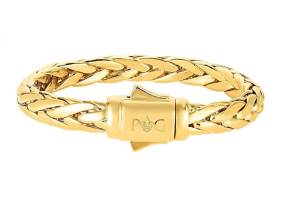 14k Yellow Gold Domed Woven Mens Bracelet, 8.5 iNCHES