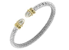Sterling Silver and 14K Yellow Gold with 0.11cttw Round-Cut Diamonds (G-H Color, VS2-SI1 Clarity) 4mm Wide Bangle