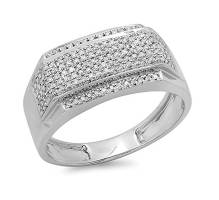 0.45 Carat (ctw) Sterling Silver White Diamond Men's Flashy Hip Hop Pinky Ring