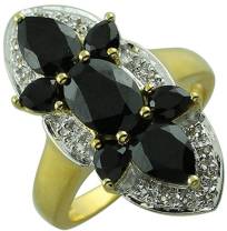 Carillon Black Spinel Pear Shape 7X5MM Natural Earth Mined Gemstone 14K Yellow Gold Ring