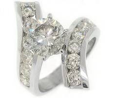 14k White Gold 4.75 Carats Brilliant Round Diamond Engagement Ring