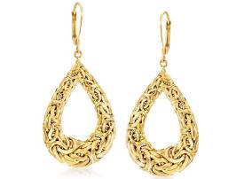 14kt Yellow Gold Byzantine Style Open Teardrop Earrings