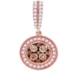 1.00ctw Champagne Cognac Brown and White Brilliant Round Cut Diamond Pendant