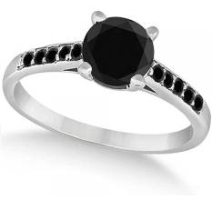 Women's Cathedral Black Diamond Engagement Ring Platinum (1.20ct)