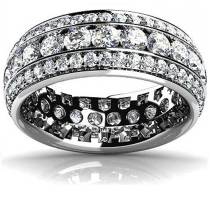 5.00 ct Ladies Three Row Round Cut Diamond Eternity Wedding Band Ring in Platinum