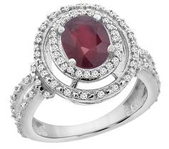10K White Gold Natural Ruby Ring Oval