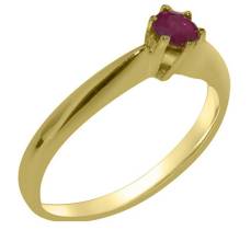 14k Yellow Gold Natural Ruby Womens Solitaire Ring