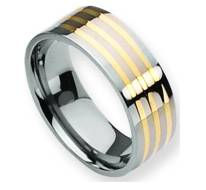 Titanium 14K Gold 8mm Mens Wedding Ring Band