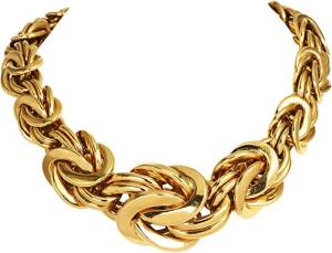 Solid 18K Yellow Gold Byzantine Design German-Made Graduated Woven Link Necklace