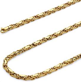 14k Yellow Gold Solid 4mm Handmade Byzantine Bullet Chain Link Necklace