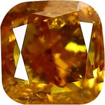 1.00 Ct Igi Certified Cushion Cut (5 X 5 Mm) I2 Clarity Fancy Orange Yellow Diamond