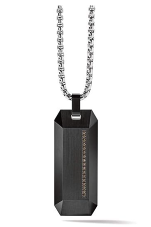 Mens Jewelry Precisionist Diamond Pendant Necklace with Box Chain