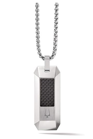 Mens Jewelry Precisionist Round Box Link Chain Necklace with Dog Tag Pendant Style