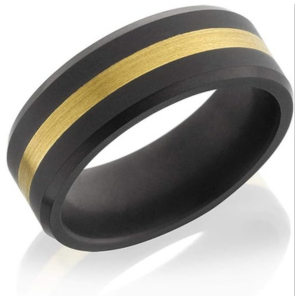 Elysium Beveled Edge 8mm Band with 24k Yellow Gold Inlay