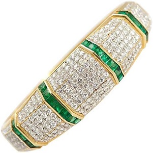 3.5ct Princess Cut Emerald & Sim Diamond Womens Bangle Bracelet 14k Yellow Gold Finish