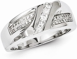 Sterling Silver Rhodium Plated Diamond Men's Ring