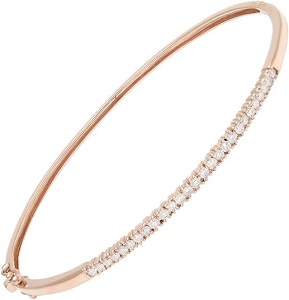 14k Rose Gold Round Cut Prong Set 0.50 dwt Diamond Bangle