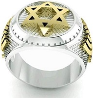 9K Gold and 925 Silver Star of David Ring