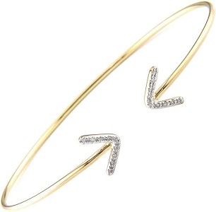 Onyx Squared Bangle, 14k Gold