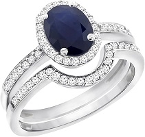 14K White Gold Diamond Natural Australian Sapphire