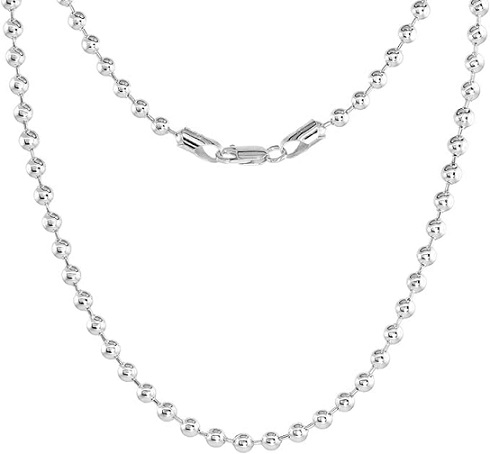 Sterling Silver Plain Pallini Bead Ball Chain Necklace