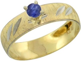 10k Gold Ladies Solitaire 0.25 Carat Deep Blue Sapphire Engagement Ring