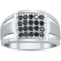 Half Carat TW Black Diamond Men's Ring in 10k White Gold