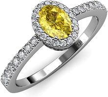 Yellow Sapphire & Natural Diamond (SI2-I1,G-H) Halo Engagement Ring