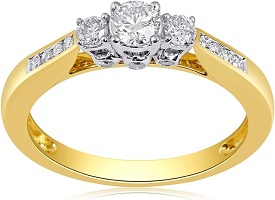 14K Yellow and White Gold 1/2 Cttw Natural White Round Diamonds Engagement Ring