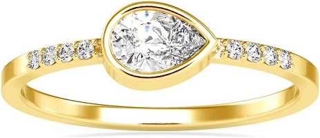 Pear Shape Solitaire Diamond Ring 10K Gold