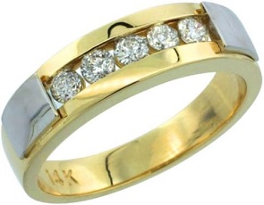 14k 2-tone Gold Rhodium-Accented Men's Diamond Ring Band