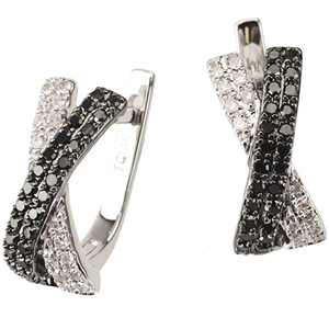 14k White Gold Earrings with Black and White Diamonds .54 cttw Diamonds H-I color SI2-I1 clarity