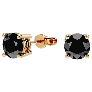 10K Gold Black Diamond Stud Earrings For Men