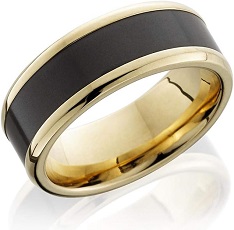 Two Tone 18k Yellow Gold and Black Elysium Beveled Edge 8mm Band