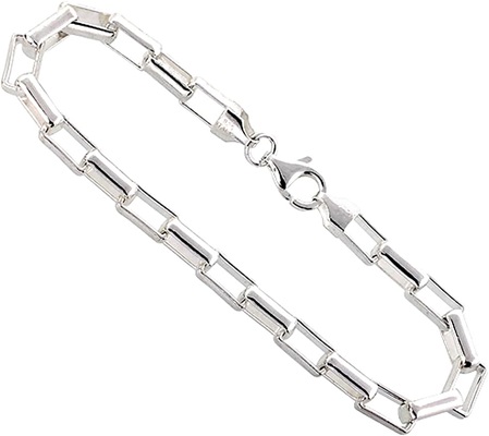 Sterling Silver 4-5mm Long-Link Box Chain Necklace for Men