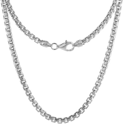 1-5mm Sterling Silver Round Box Chain Necklaces And Bracelets for Men