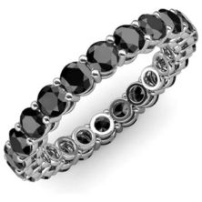 Black Diamond Womens Eternity Ring Stackable White Gold