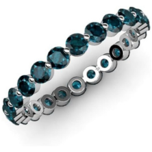 Floating London Blue Topaz Womens Eternity Ring Stackable Platinum