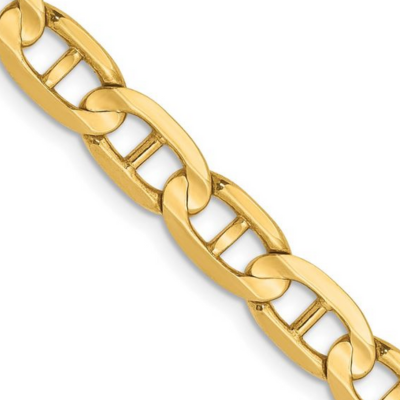 14K Yellow Gold Concave Anchor Chain