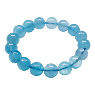 Genuine Natural Blue Aquamarine Crystal Stretch Clear Round Beads Women Men Bracelet