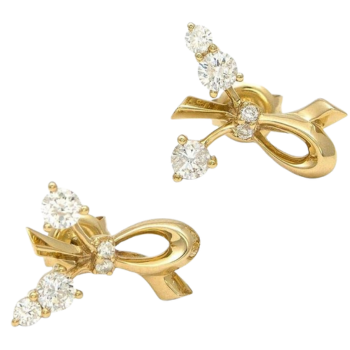 14k Yellow Gold Fashion Round Cut Prong Set 0.57 dwt Diamond Earrings