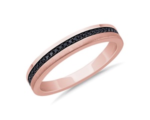 Men's Black Diamond Pavé Edge Wedding Ring With Black Rhodium In 14k Rose Gold