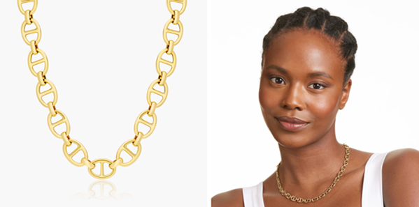 14K Yellow Gold 9mm Flat Mariner Chain Necklace