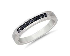 Men's Black Diamond Pavé Wedding Ring With Black Rhodium In 14k White Gold