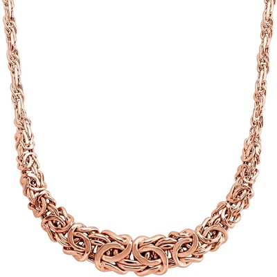 Graduated Byzantine Links Necklace in 14K Rose Gold
