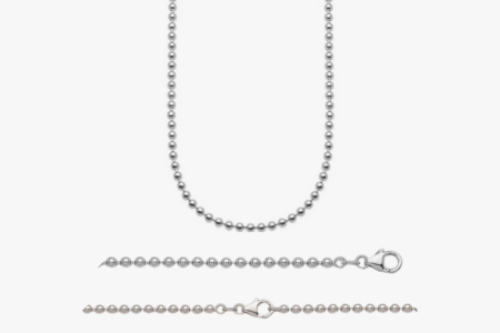 14k White Gold 3.2mm Beaded Ball Chain Necklace