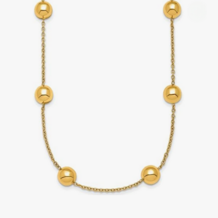 14k Yellow Gold 8mm Ball Chain Necklace for Men or Women