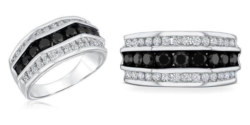 2ctw Treated Black Diamond and Diamond White Gold Ring
