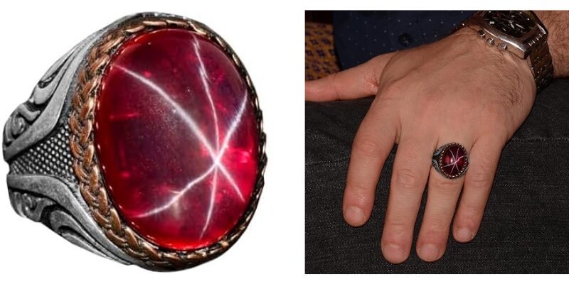 925 Solid Sterling Silver Natural Star Ruby Gemstone Vintage Ring